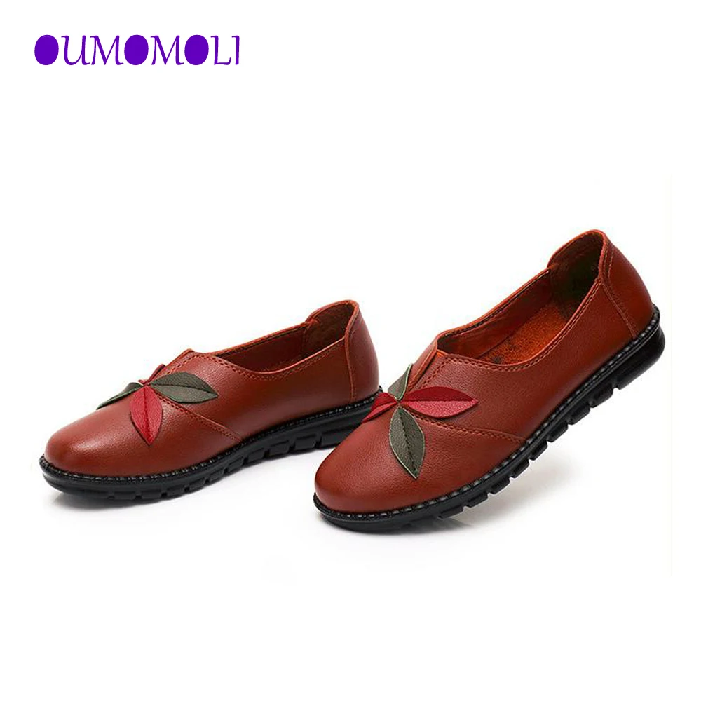 

New Style Folk Style Round top Mother boat Shoes Hand-Sewed PU Leather Leisure Shoes Soft Bottom Flat Shoes Q032