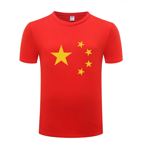 Футболка мужская с пятизвездочным китайским флагом, повседневная хлопковая тенниска с круглым вырезом и короткими рукавами, лето