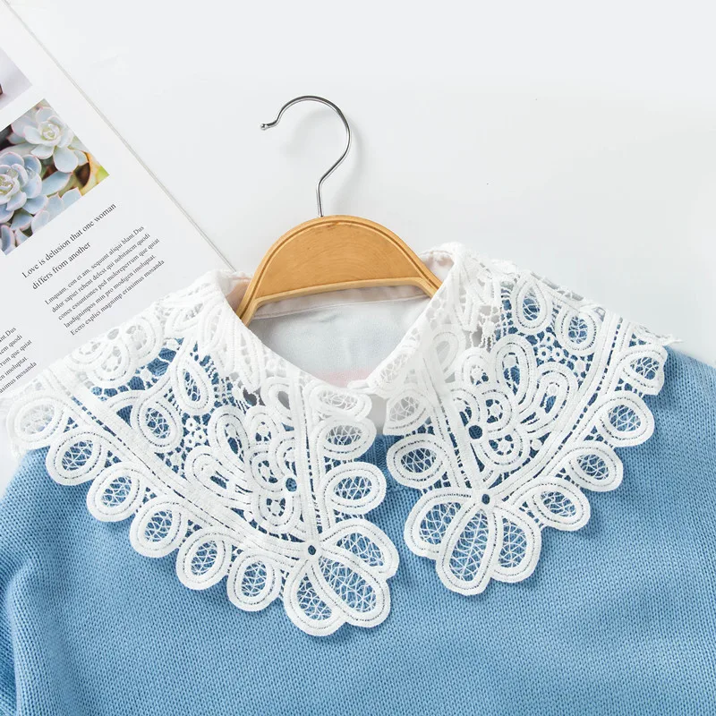

Floral Lace Fake Collar for Women Sweater Half Shirt Ladies Shirt Fake False Doll Collar For Women Detachable Collar Blouse Top