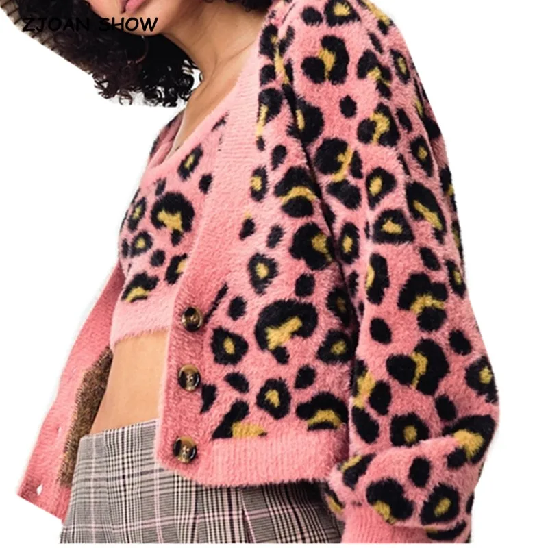 1 комплект 2020 винтажный вязаный лоскутный кардиган с леопардовым принтом в
