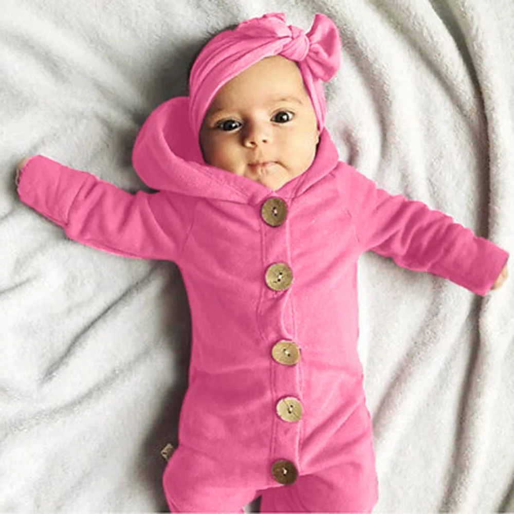 Комбинезон с капюшоном и длинными рукавами для маленьких девочек мальчиков