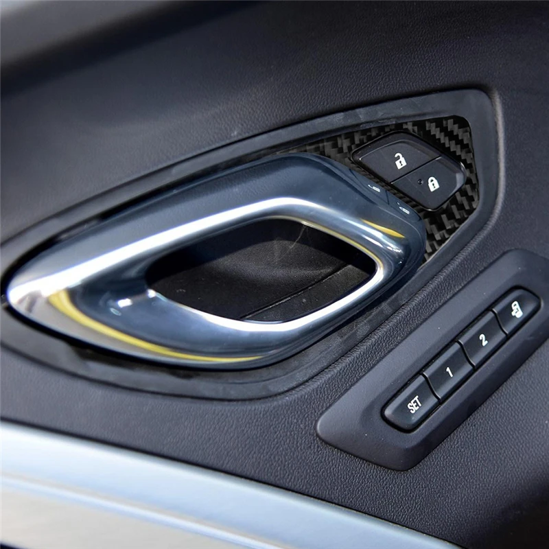 

2Pcs Car Styling Carbon Fiber Inner Door Lock Switch Panel Trim For Chevrolet Camaro 2017-2019 Car Accessories