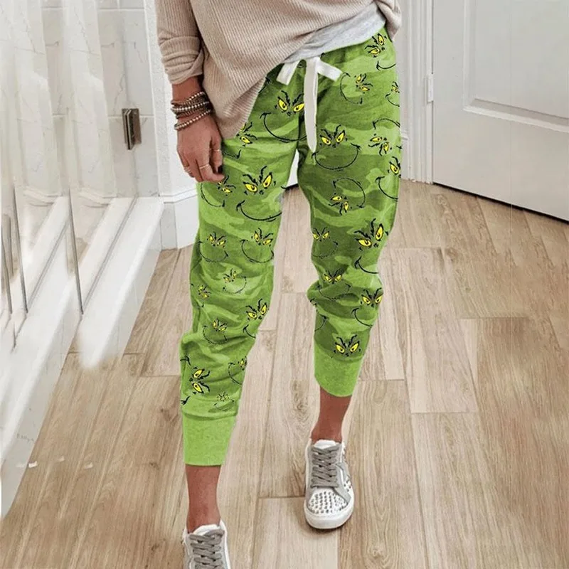 

2021 new Women Cartoon Pattern Print Pants Harajuku Joggers SweatPants Trousers Elastic High Waist Pants Streetwear Casual Pant