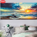Алмазная картина, вышивка крестом, закат, морской пейзаж, алмазная вышивка, полностью квадратная круглая дрель, Алмазная мозаика, украшение для дома