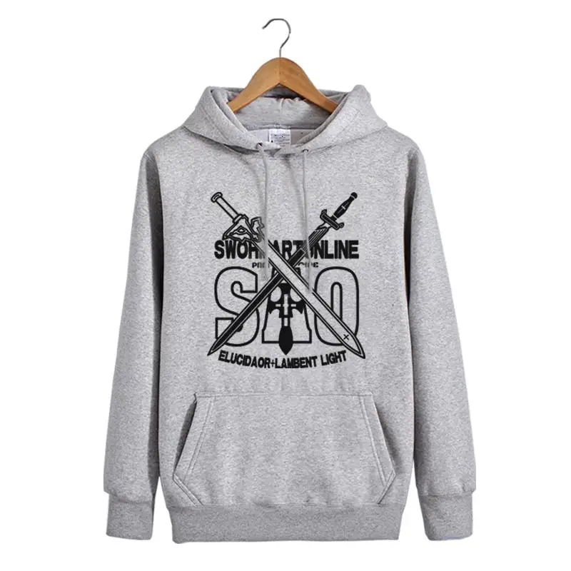 

Anime Sword Art Online Hoodie Kirigaya Kazuto Kirito SAO Pullovers Cotton Hooded Hoodies Sweatshirts Jacket Coat