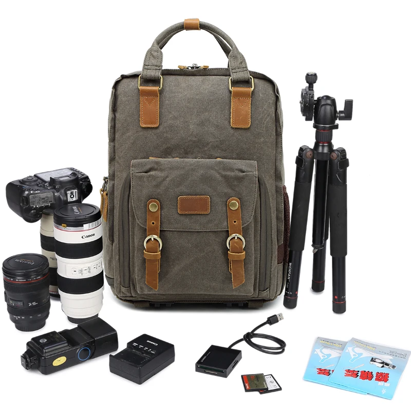 careell c272 canvas digital slr photo backpack durable photographer padded camera bag for camera lens flash tripod charger 272 free global shipping