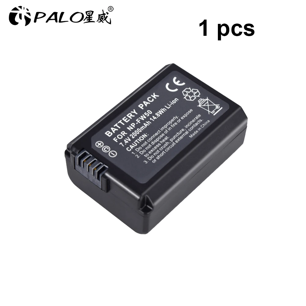 PALO 7,4 V 2000 мА/ч, NP-FW50 NP FW50 NPFW50 батарея Замена для sony Alpha 7 A7 7R a7R фотоаппаратов моментальной печати 7 s a7S a3000 a5000 a6000 NEX-5N 5C A55 - Цвет: 1PCS FW50 battery