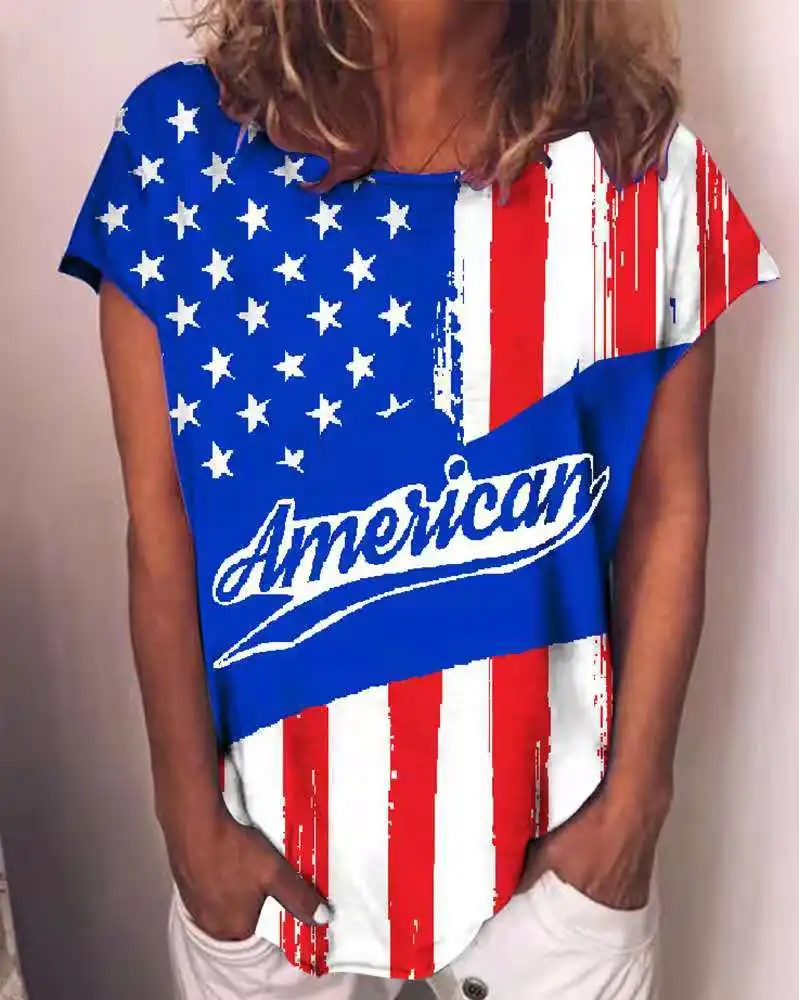 

Женская летняя модная футболка с индивидуальным принтом национального флага, мягкая футболка с круглым вырезом, Повседневная Новая женска...