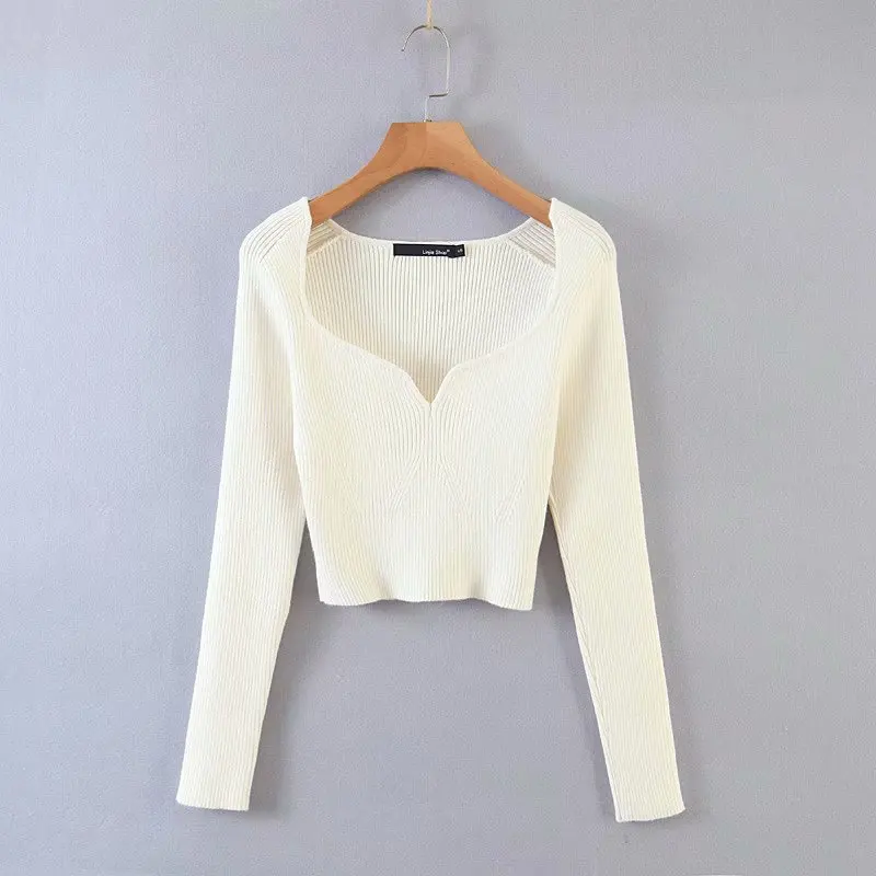 

2020 New Autumn women sweater knitted solid long sleeve V-Neck female fashion casual women clothes