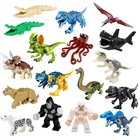 Игрушки-Конструкторы для детей, дикие животные, динозавры, собака, леопард, орангутан, Акула, Кит, осьминог