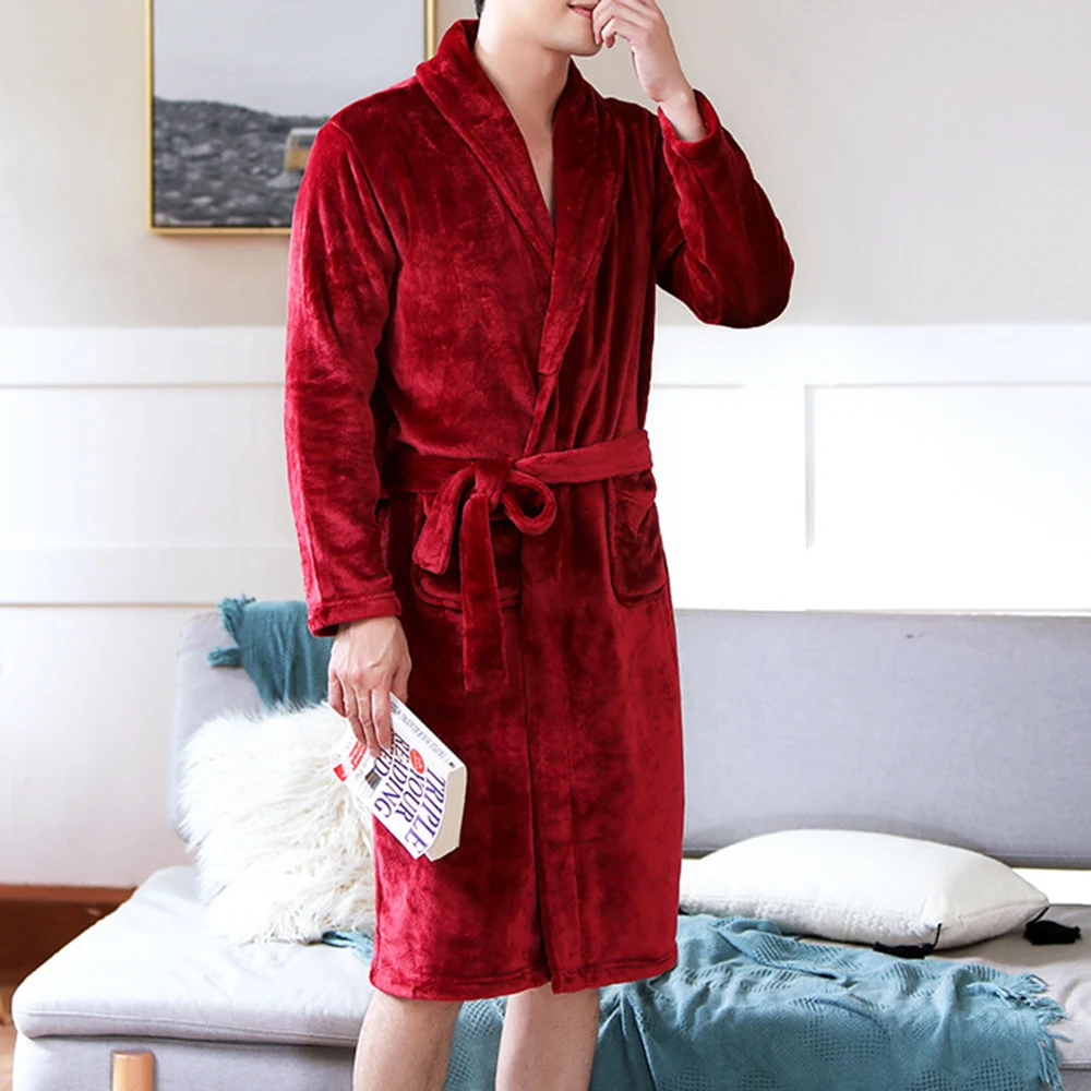 CYSINCOS мужские халаты фланелевый Халат v образный вырез длинный рукав Модный