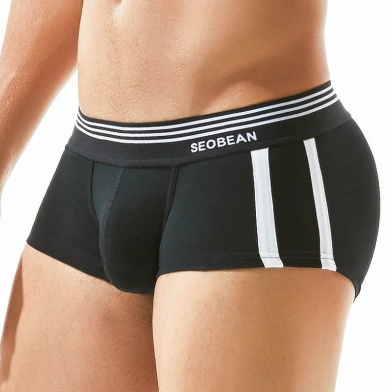 SEOBEAN Brand Male Underwear Breathable Cotton Boxer Men Panties U Convex Pouch Sexy Underpants Low Waist Boxers Shorts Homme