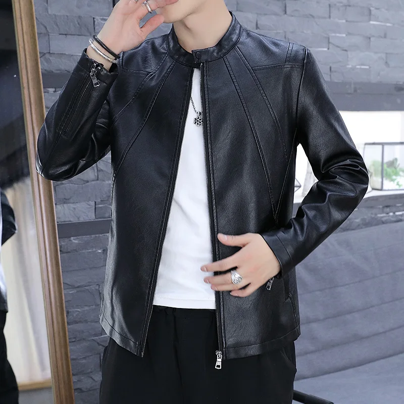 Новинка 2020 мужская кожаная куртка осенняя мотоциклетная Повседневная винтажная