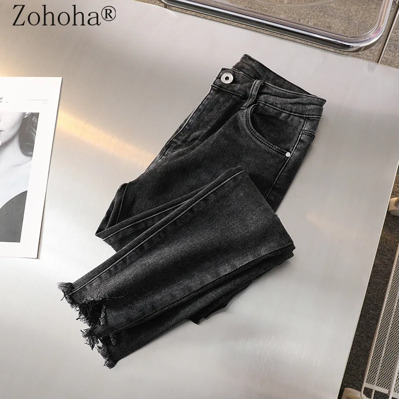 

Женские рваные джинсы Zohoha, узкие эластичные брюки-карандаш с высокой талией, 2021