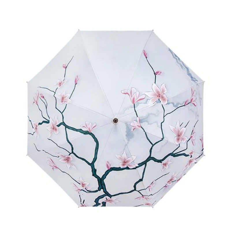 Китайский древний длинный зонтик от дождя и солнца женский складной с