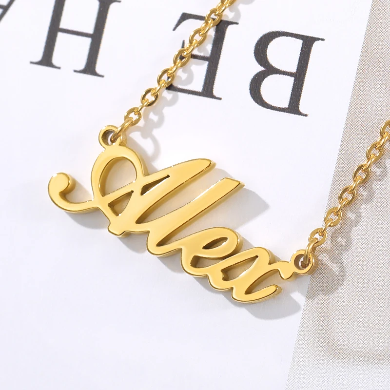 Персонализированное имя серебряная с золотом цепь ожерелье из нержавеющей стали