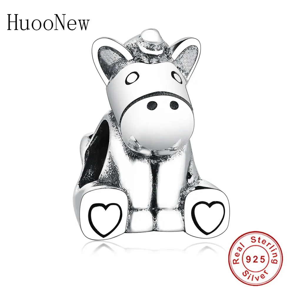 Бруно амулет в виде единорога сидя телячья Бусина Подходит оригинальный Змеиный