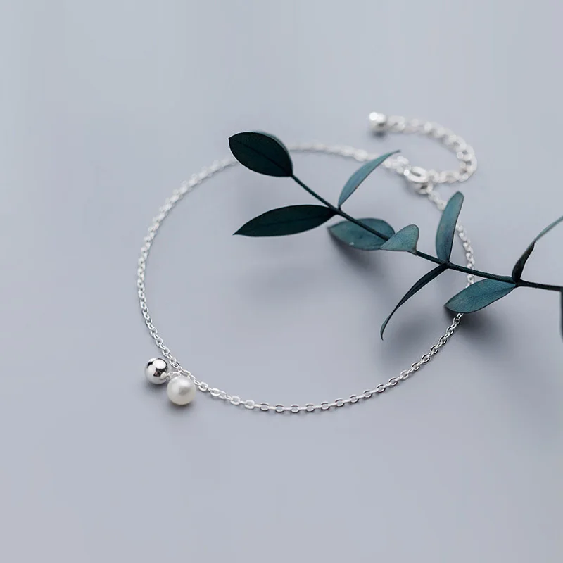 925 стерлингового серебра жемчужный браслет для ног лето босиком по щиколотку