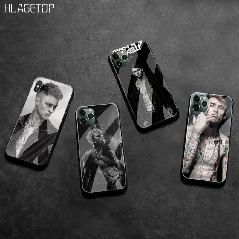 HUAGETOP Machine Gun kelly MGK Модный черный чехол для телефона из закаленного стекла iPhone 11 Pro XR