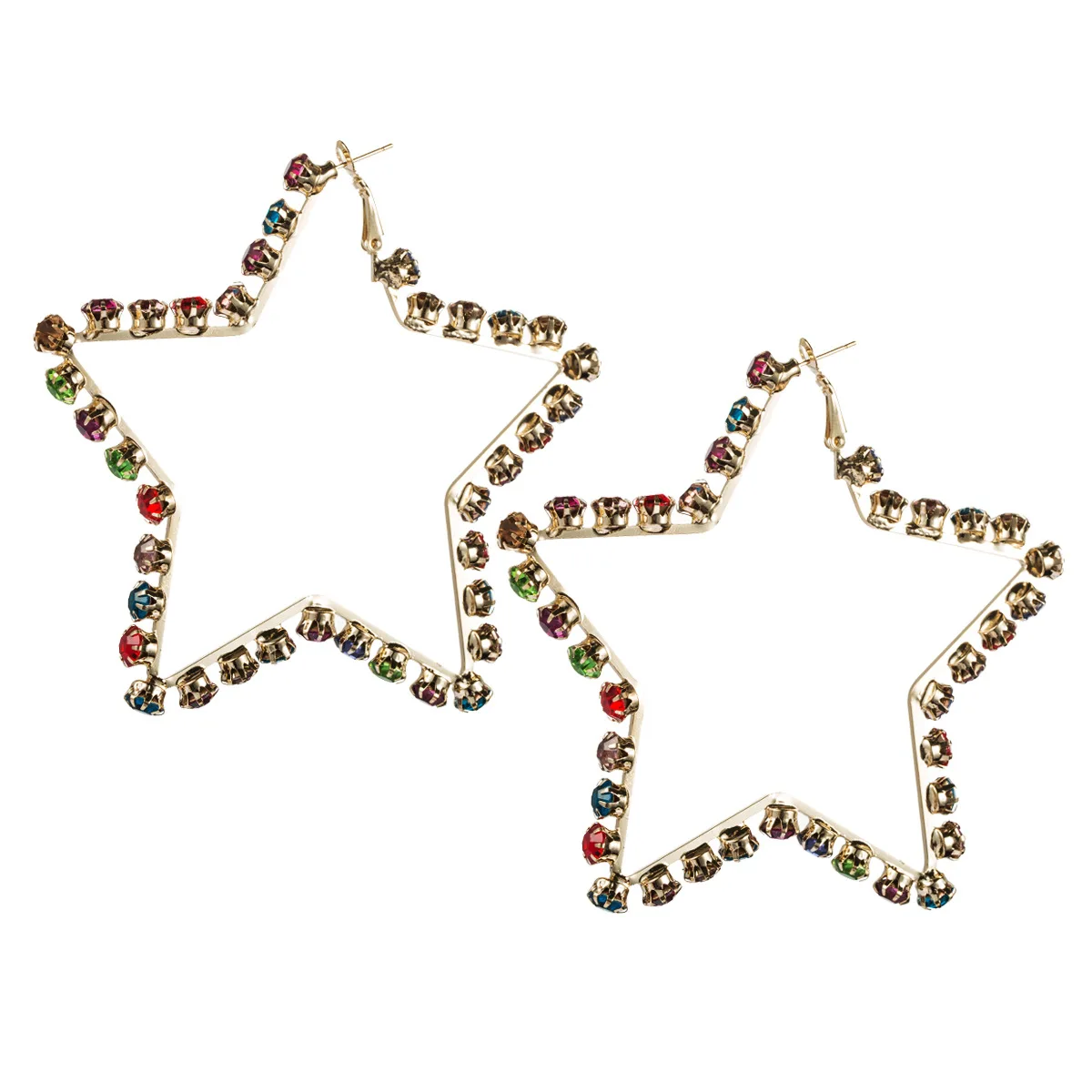 New 2019 Personality Super Big Geometric Square Hollow Out Star Love Heart Large Hoop Earrings For Women Gold Color Jewelry | Украшения и