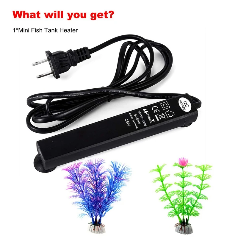 Betta Fish Tank Heater 25W Mini Aquarium Heaters Energy-Efficient Water Warmer Temperature Controller Smart Thermostat US Plug |