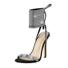 Richealnana женские открытые туфли с острым носком; Блестящие стразы, которая обвязывает лодыжку; Сандалии высокого шпильки элегантное модное платье; Сезон лето; Большие Размеры