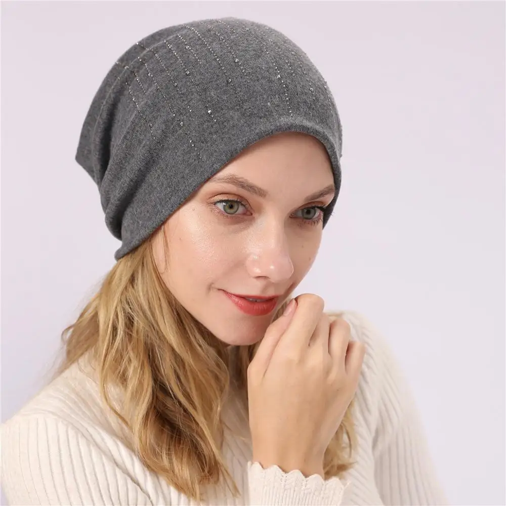 Стразы beanies turban головные уборы для женщин эластичные мягкие хлопковые шапки бини шапки Женская мода шапки сплошной цвет весна-осень шляпа