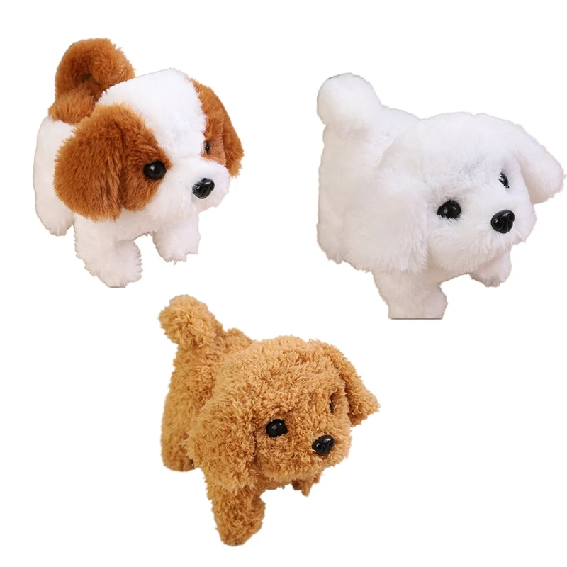 Plush Puppy Toys Electric Pet Dogs Walking Barking Wagging Tails Interactive Toy for Children | Игрушки и хобби