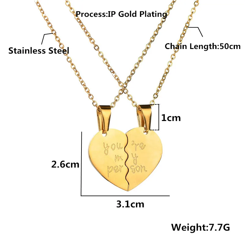 ELSEMODE 2 шт./компл. Сердце Пара кулон Имя ожерелье персонализированные из