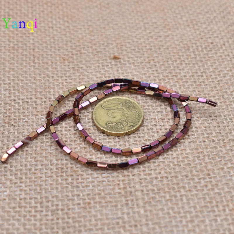 25-2x4mm 95 шт./лот, блестящие разноцветные бусины из натурального камня, гематит, прямоугольные бусины квадратной формы для самостоятельного изготовления ювелирных изделий - Цвет: 25-2x4mm