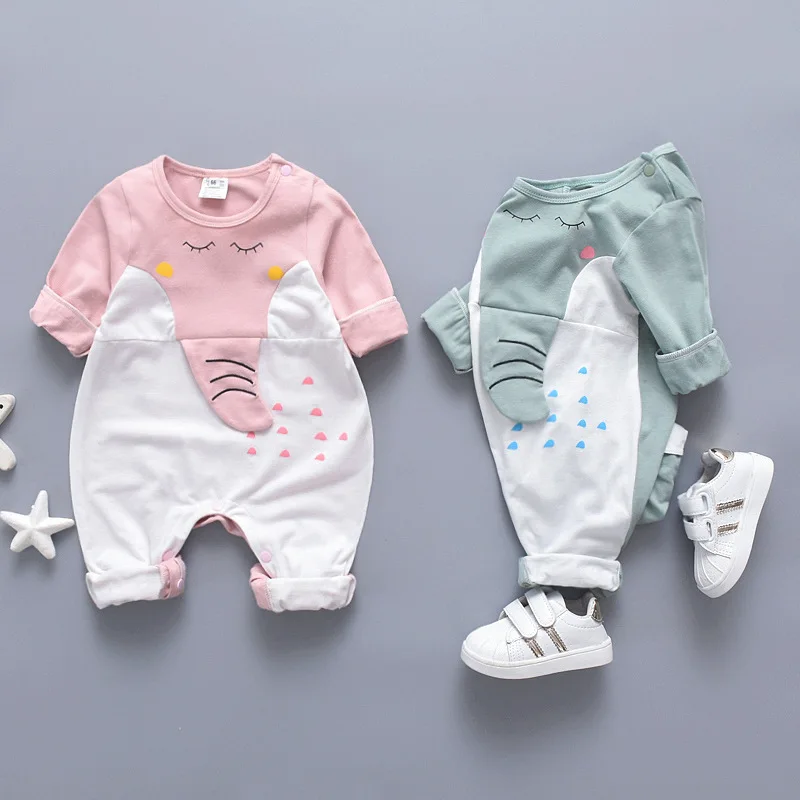 

Lovely Cartoon Elephant Newborn Long Sleeve Baby Romper Patchwork Jumpsuit Infant Boys Girls Outfit
