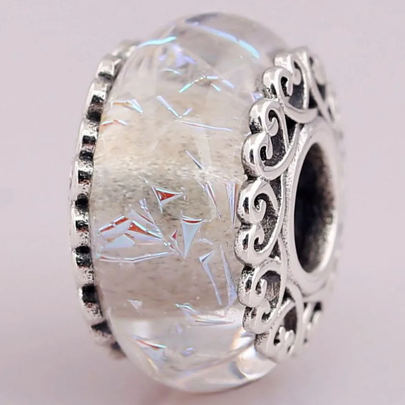 

100% 925 Sterling Silver Pan Charm Rose Gold Color White Glazed Beads Fit Pandora Women Bracelet & Necklace Diy Jewelry