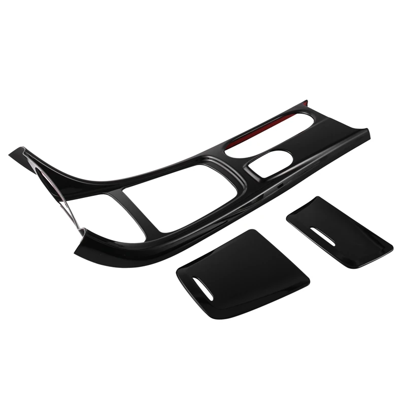 

3Pcs Gloss Black Car Central Gear Shift Water Cup Holder Panel Cover Trim for Mercedes Benz CLA GLA A Class 2013-2018