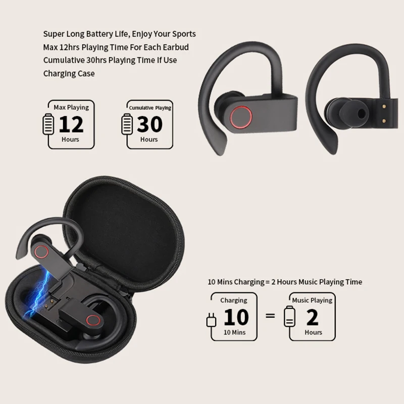 A9 TWS Bluetooth 5 0 наушники с шумоподавлением водонепроницаемые спортивные