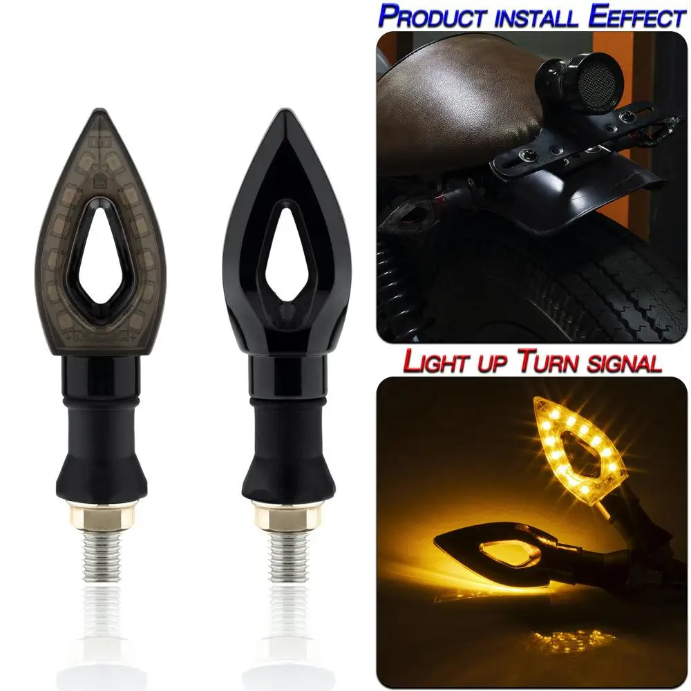 

1 Pair Motorcycle Turn Light Amber General Indicator Tail Flexible 12LED Blinker White Flashing for Harley Kawasaki Yamaha