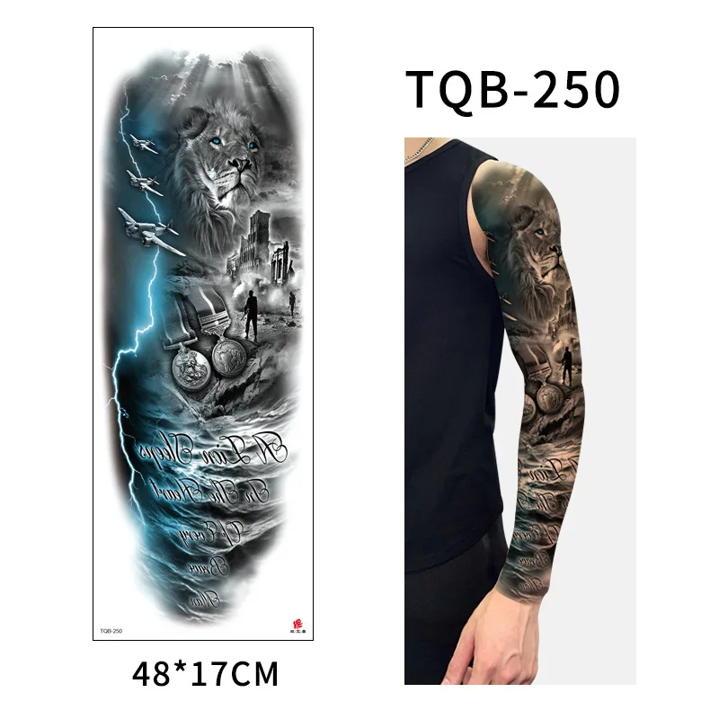 

Large Arm Sleeve Tattoo Koi Dragon Waves Waterproof Temporary Tatto Sticker Tai Chi Totem Tiger Body Art Full Fake Tatoo Men