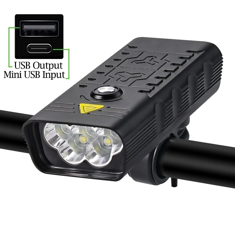 

Big Capacity Battery Bicycle Front Light T6 Led Cycling Lamp Type-C USB Rechargeable MTB Handlbar Headlight Riding Accessories