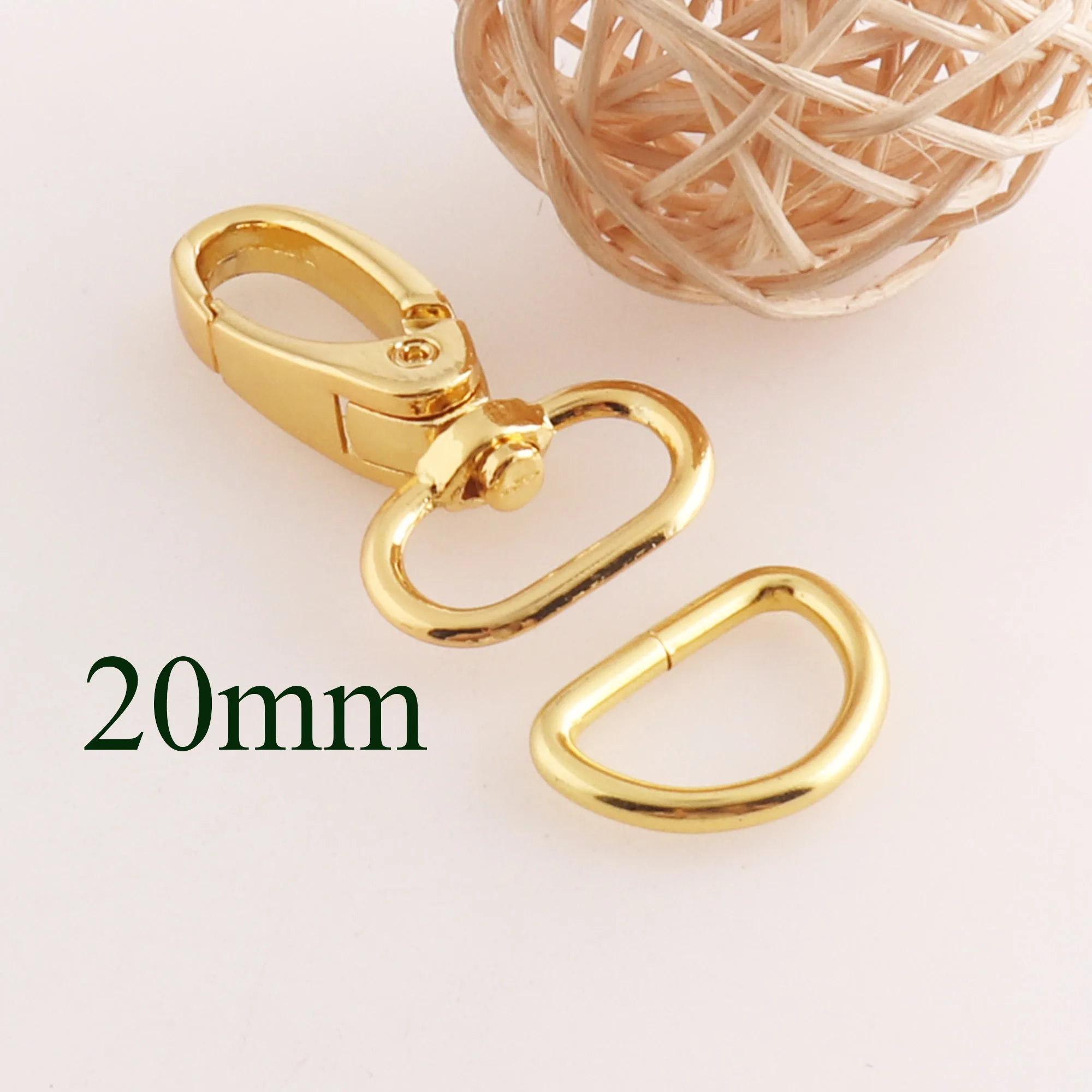 10 комплектов Поворотный замок-карабин застежками D кольца 20 мм золото застежка
