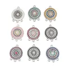 8 сезонов, разноцветные эмалевые соединители для Стразы, этнические, буддистские, круглые, подвески из серебра, украшения для самостоятельной сборки, 10 шт.