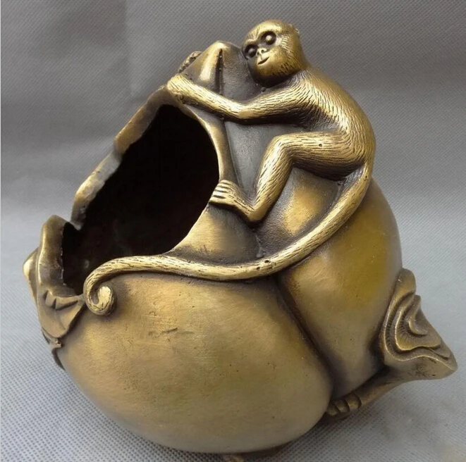 913 +++ китайская Бронзовая резная сборная карандашная ваза для ползания обезьянок