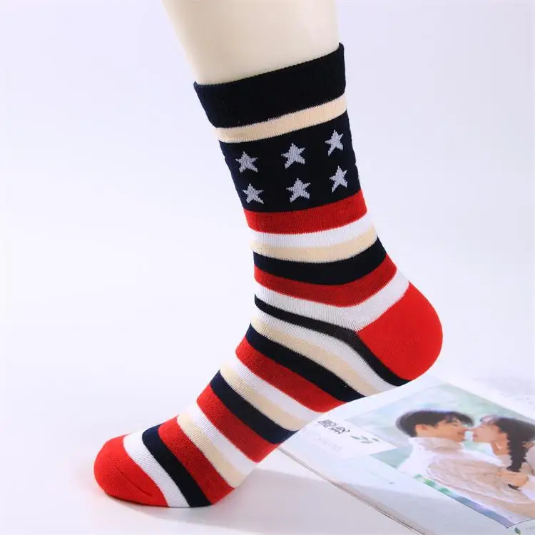 2 пары мужских носков хлопковые повседневные полосатые флаги с английским