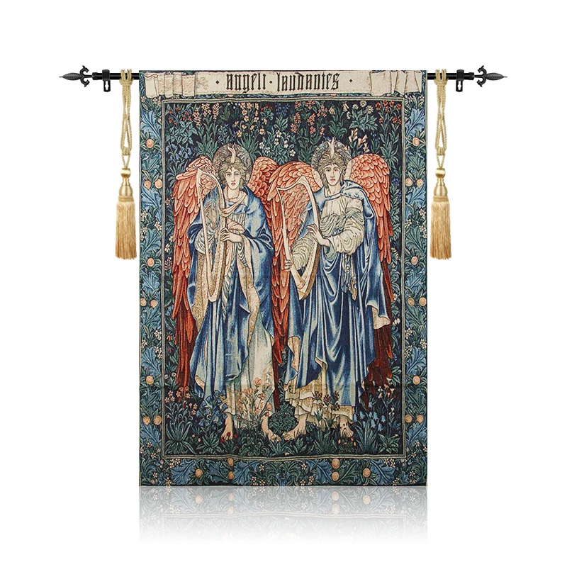 

120*85CM ANGEL PLAY THE ZITHER FASHION HOME COTTON TEXTILE DECORATIVE FABRIC TAPESTRY PT-45