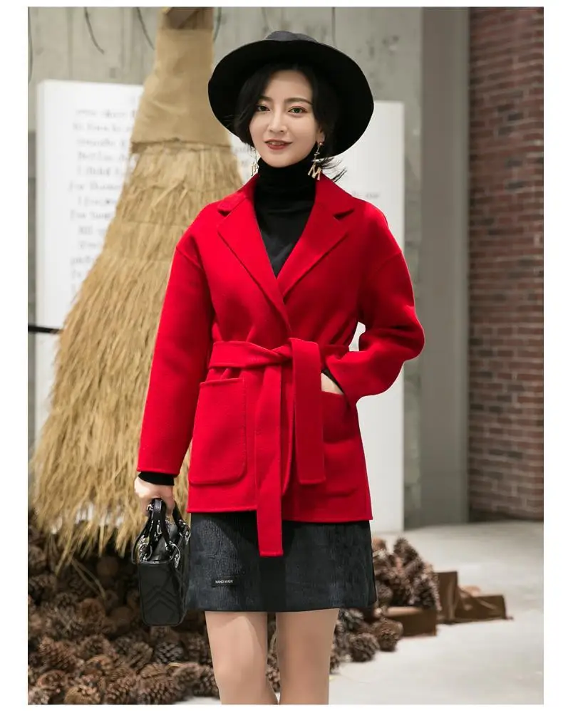 

Women Short Woolen Coat Belt Jacket coats and jackets women coat
