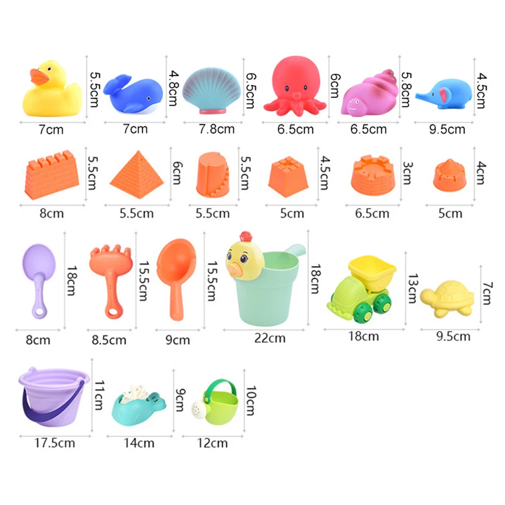

3/9/11 PCS Summer Beach Toy Sandbox Set Play Water Sand Plastic Bucket Mesh Bag Bath Play Sandbox Set Sand Molds for Boys Girls