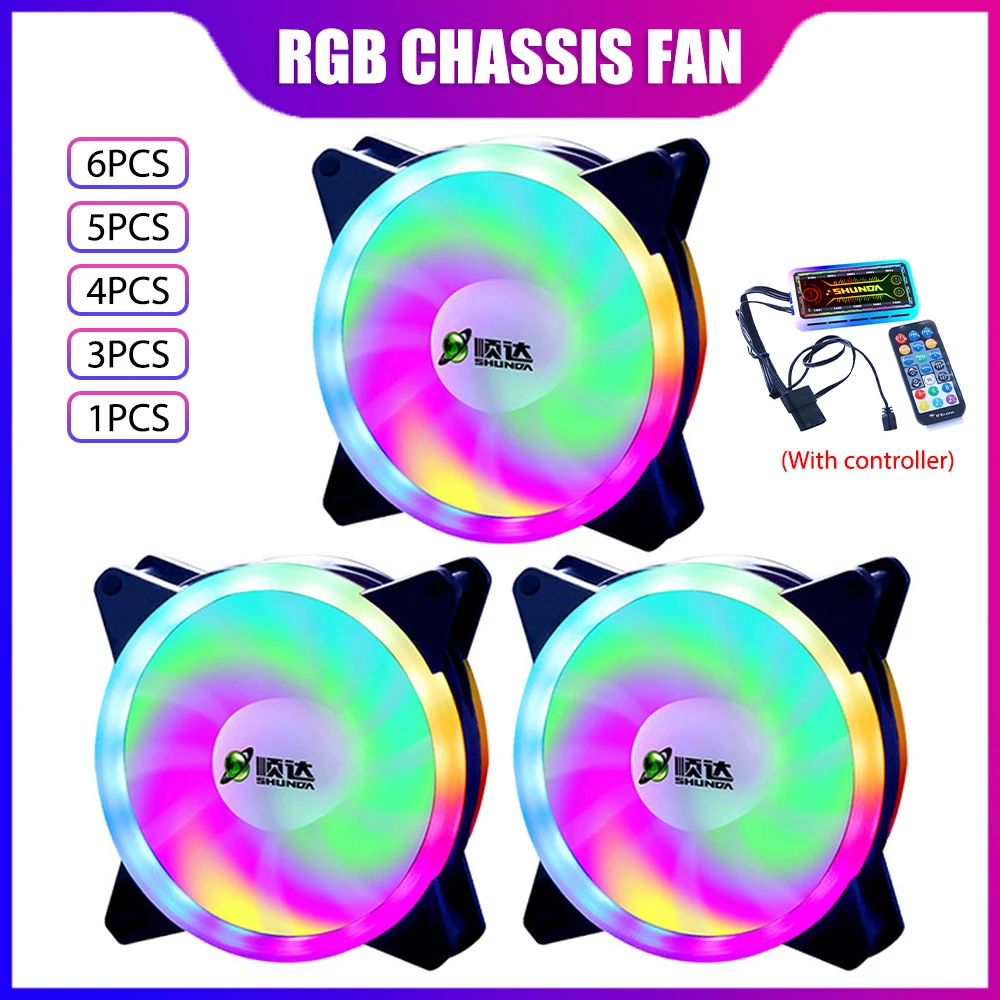 

RGB Case Fan Hydraulic Bearing 120mm Chassis Cooling Fan Shockproof Efficient Heat Dissipation PC Desktop Computer Cooler