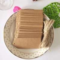 100pcs natural brown kraft paper tags with jute twine wedding party gift tags diy label wedding christmas decoration
