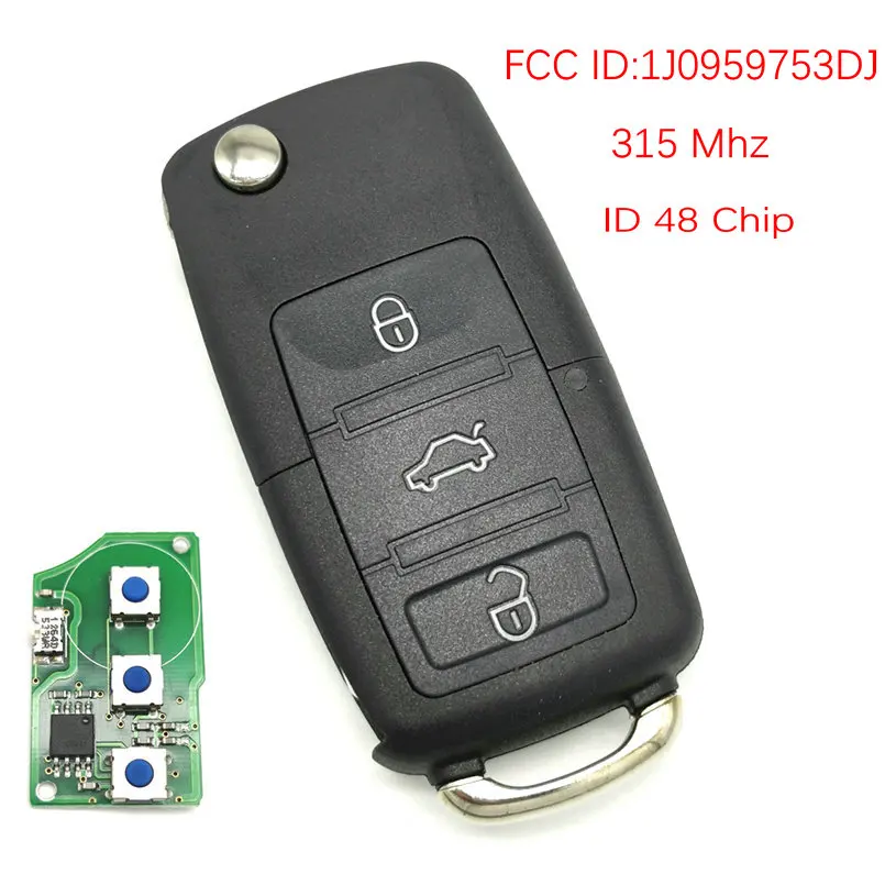 

Datong World Car Remote Key For VW Volkswagen ID48 Chip FCC ID 1J0959753DJ 315 Mhz Auto Smart Remote Control Flip Key
