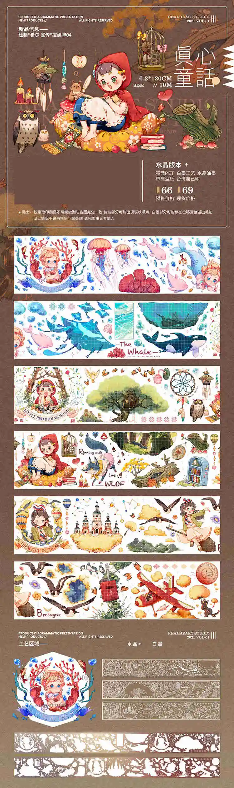 1 Loop Washi PET Tape Cm Journal Diary Sincere Fairy Tale Lovely Character Decoration Bright Crystal Ink | Канцтовары для офиса и
