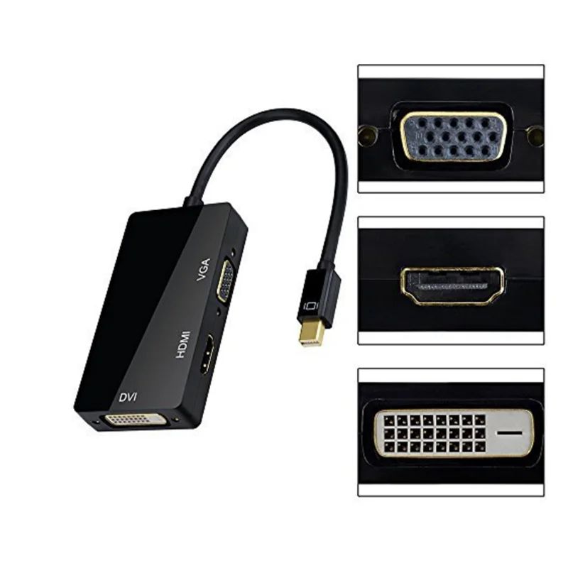 3 в 1 переходник с Mini displayport DP Thunderbolt на DVI VGA HDMI совместимый кабелем адаптера Для iMac
