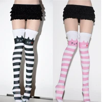 16 scale female black pink socks cute cat stripe girls dolls stocking for 12 inches female ph doll clothes accessories toy